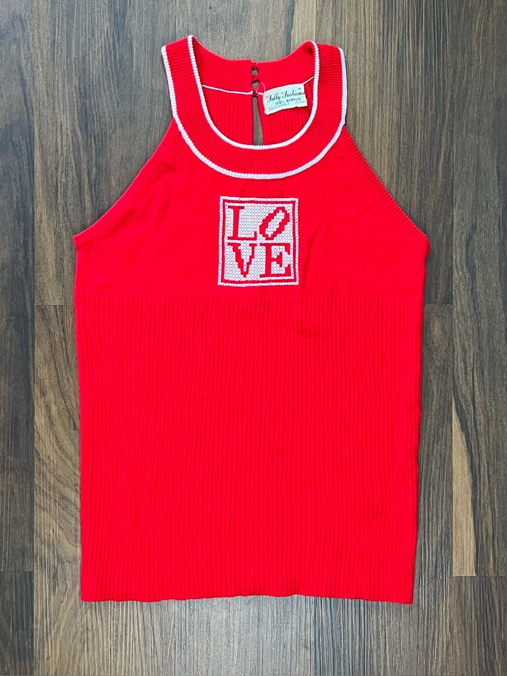 1970s Vintage knit tank top with white “LOVE” graphic